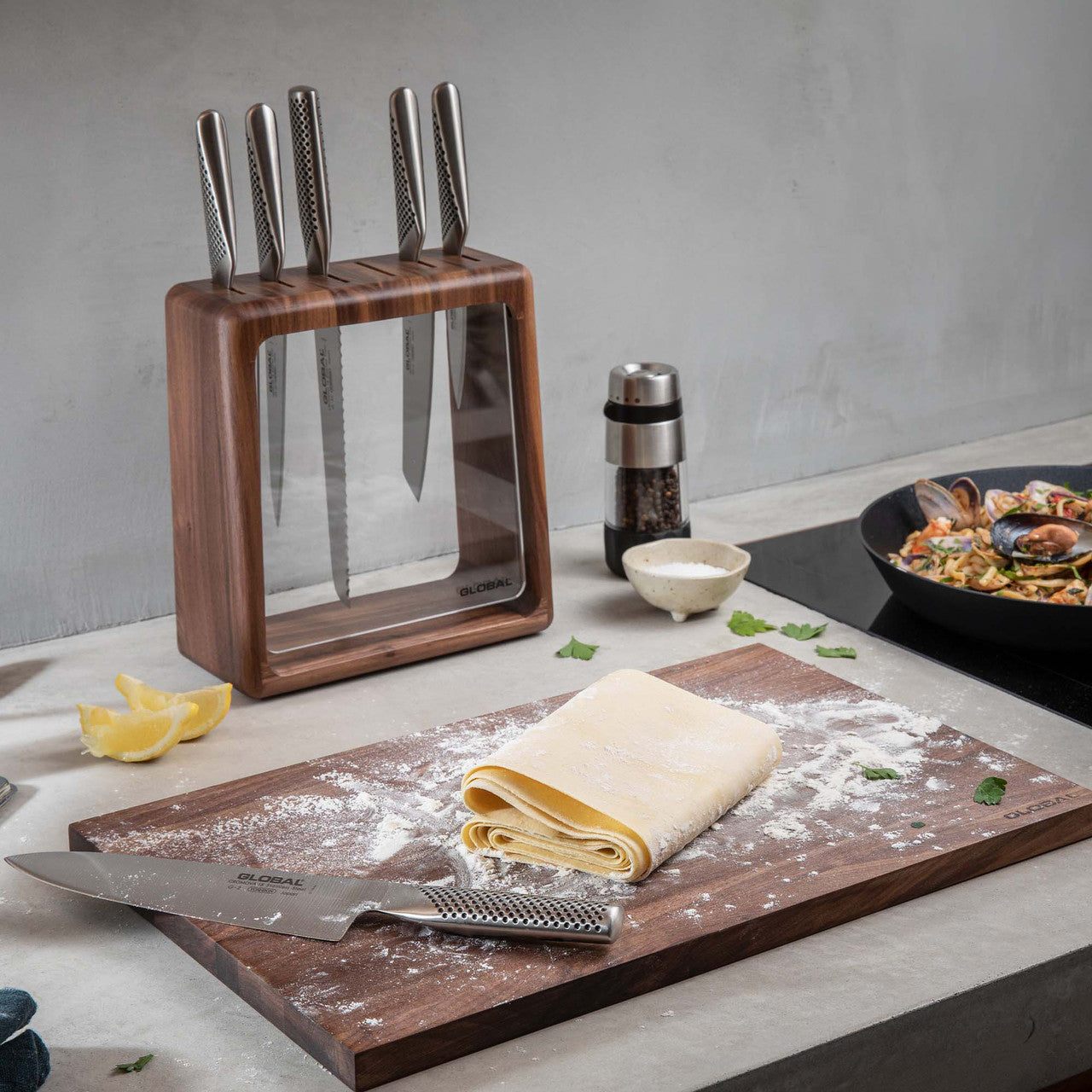 GLOBAL Hashira 7 Piece Knife Block Set - Walnut