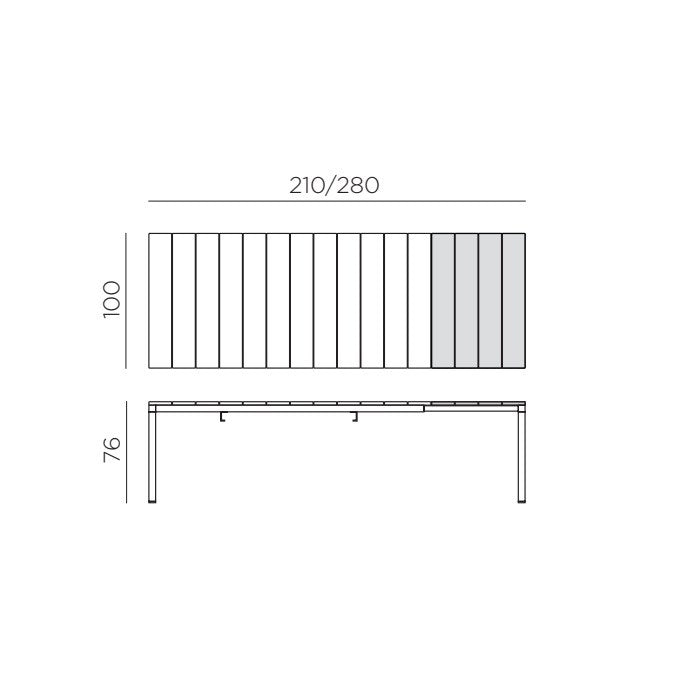 Rio Alu 210/280 Extendable Table, Charcoal