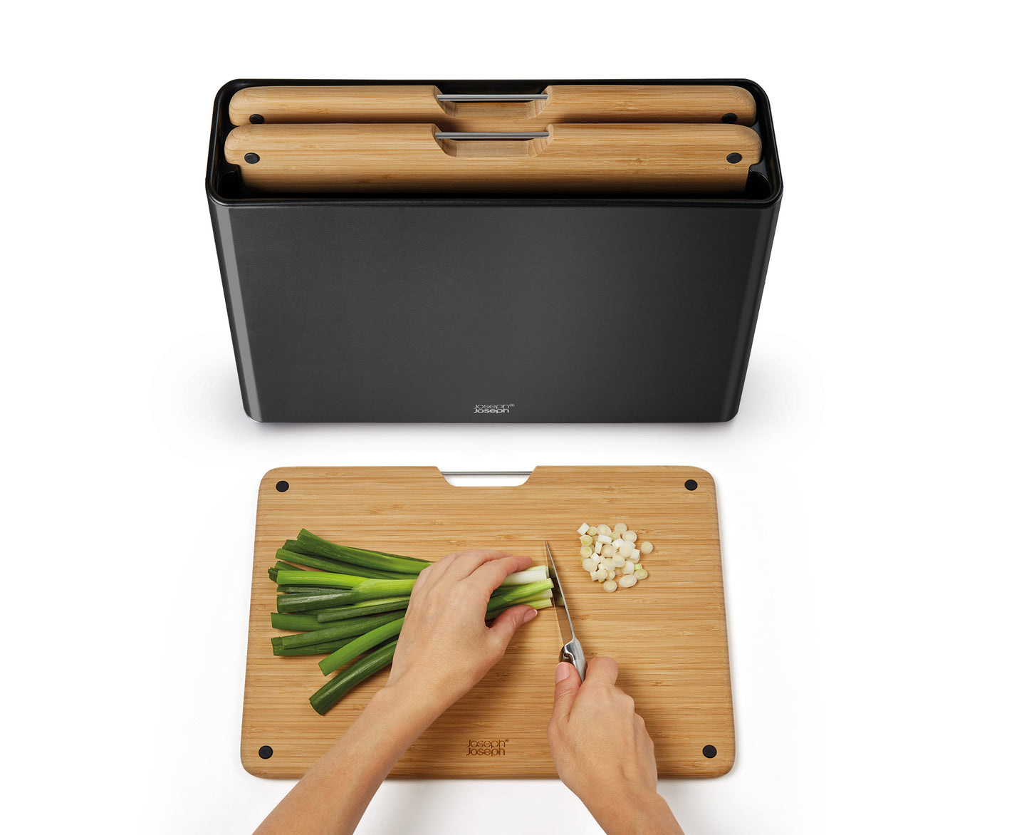 Joseph Joseph Folio™ Steel Bamboo 3pc Board Set (Blk)