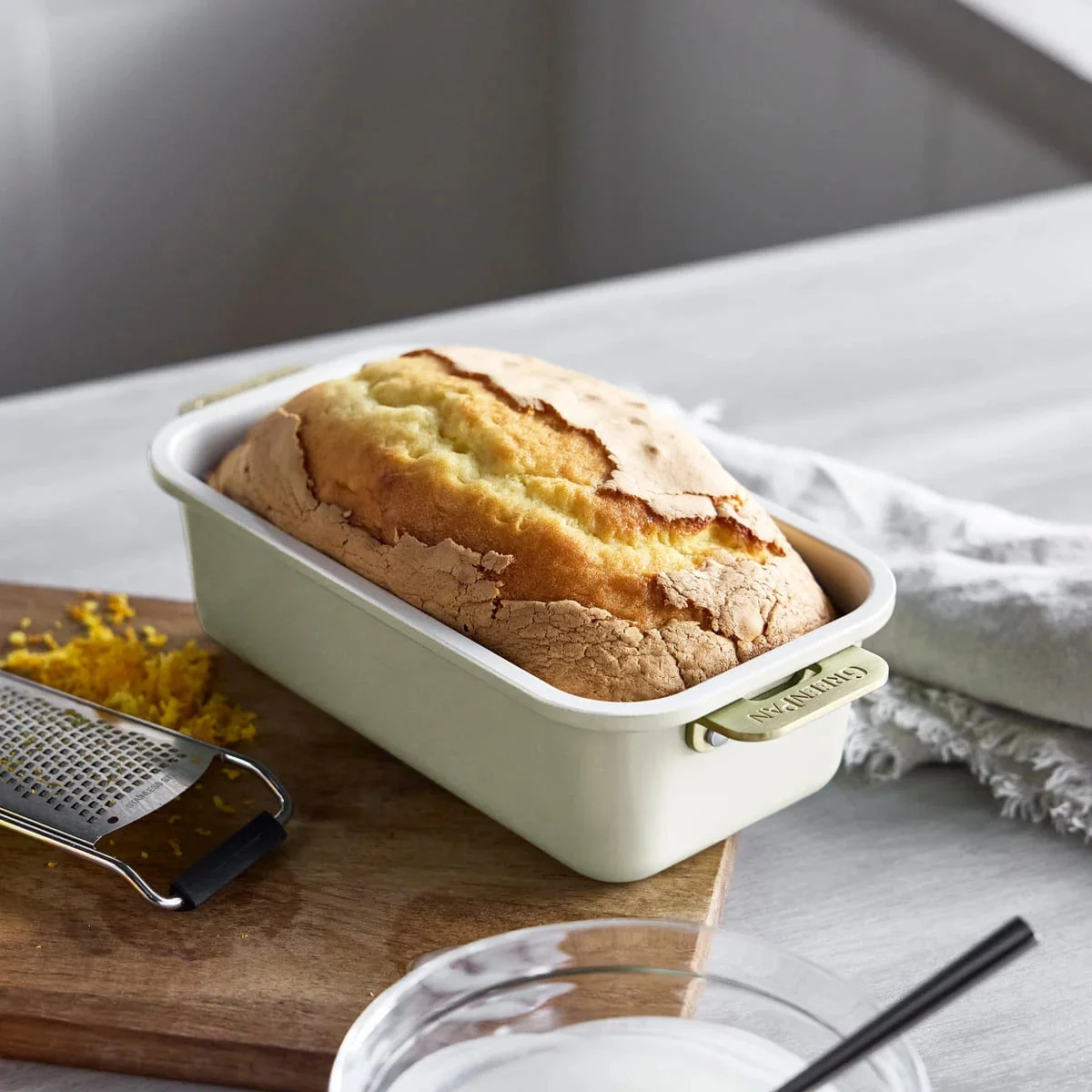 GreenPan Loaf Pan w Handles - Cream