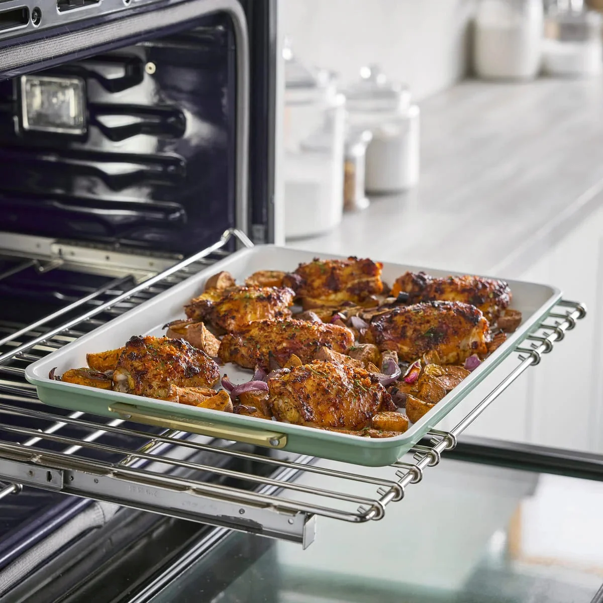 GreenPan Cookie Sheet w Handles - Sage Green