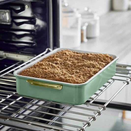 GreenPan Rectangular Cake/Roast Pan w Handles - Sage Green