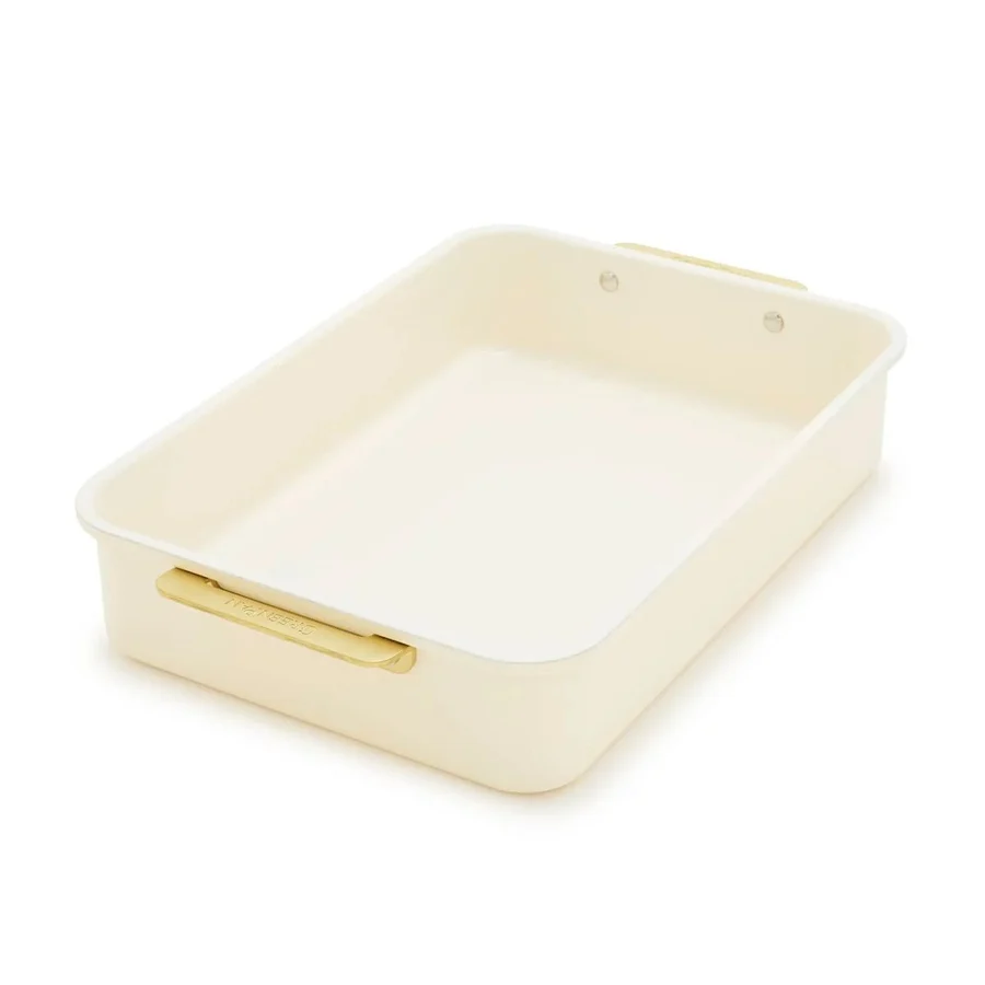 GreenPan Rectangular Cake/Roast Pan w Handles - Cream
