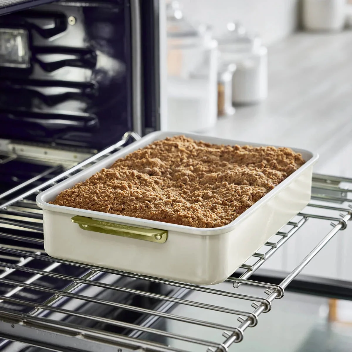 GreenPan Rectangular Cake/Roast Pan w Handles - Cream