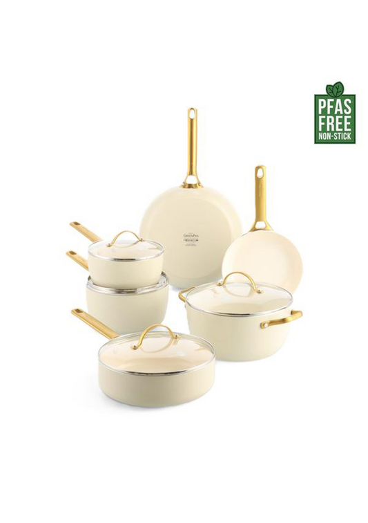 GreenPan Padova 6 (10) Piece Cookset - Cream
