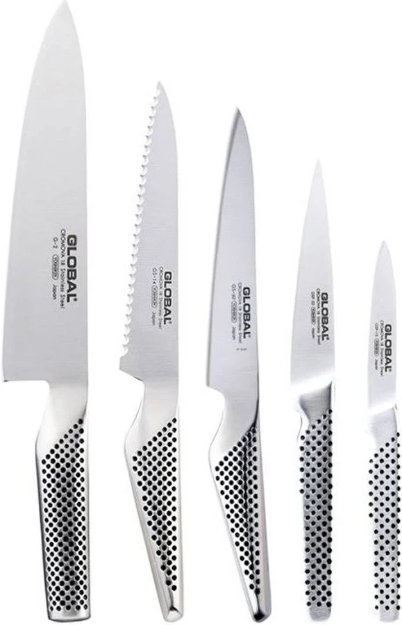 GLOBAL Katana 6 Piece Knife Block Set - Walnut
